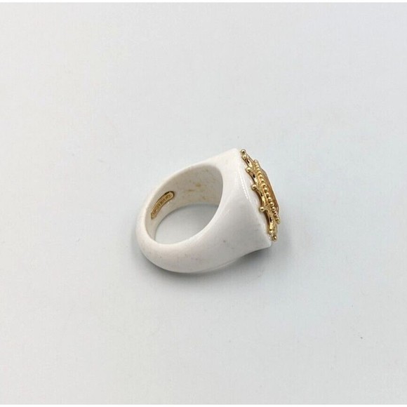 Elizabeth Adams Collection White Agate Ring With 14K Gold Accent & Citrine Sz7.5 - Picture 15 of 16